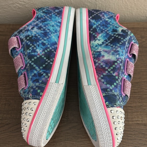 Girls’ Skechers Chit Chat Dazzle Days Blue/Multi Sparkle Sneakers, Size 4 - Picture 4 of 8